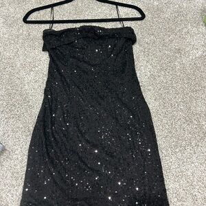 Hello Moly Black sequin strapless dress, SIZE S